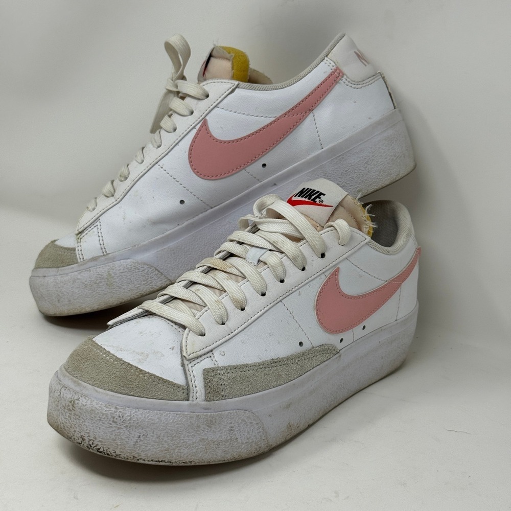 Nike Blazer Low Platform Sneakers White Pink Suede Women's Size 8.5 Street Style